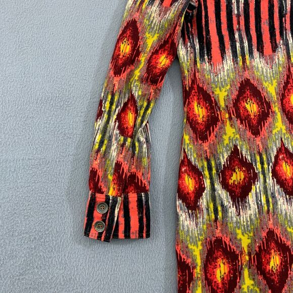 Uncle Frank Shirt Dress Womens Sz S Aztec Long Sleeve Patterned 1/4 Button Front - Picture 9 of 16